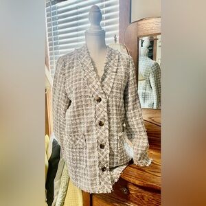 Ann Taylor Cream Tweed Jacket
